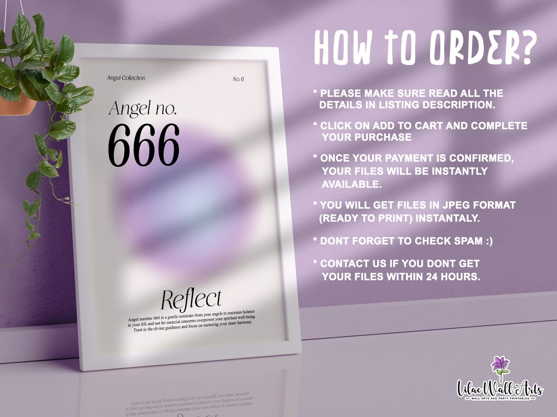 Angel Number 666 Reflect Purple Aura Inner Harmony Spiritual Poster - Image 2