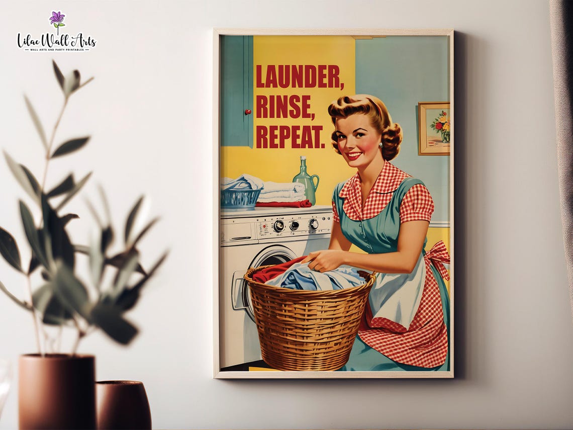 Launder Rinse Repeat Retro Vintage Laundry Room Housewife Poster - Image 2