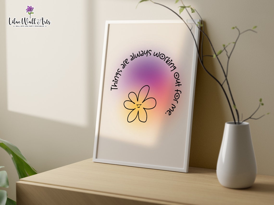Things Are Always Working Out For Me Pink Aura Flower Poster - Image 5
