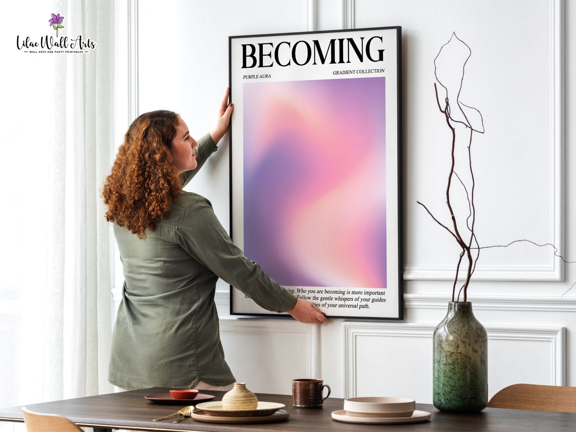 Becoming Purple Aura Gradient Collection Soft Pastel Mindset Poster - Image 3