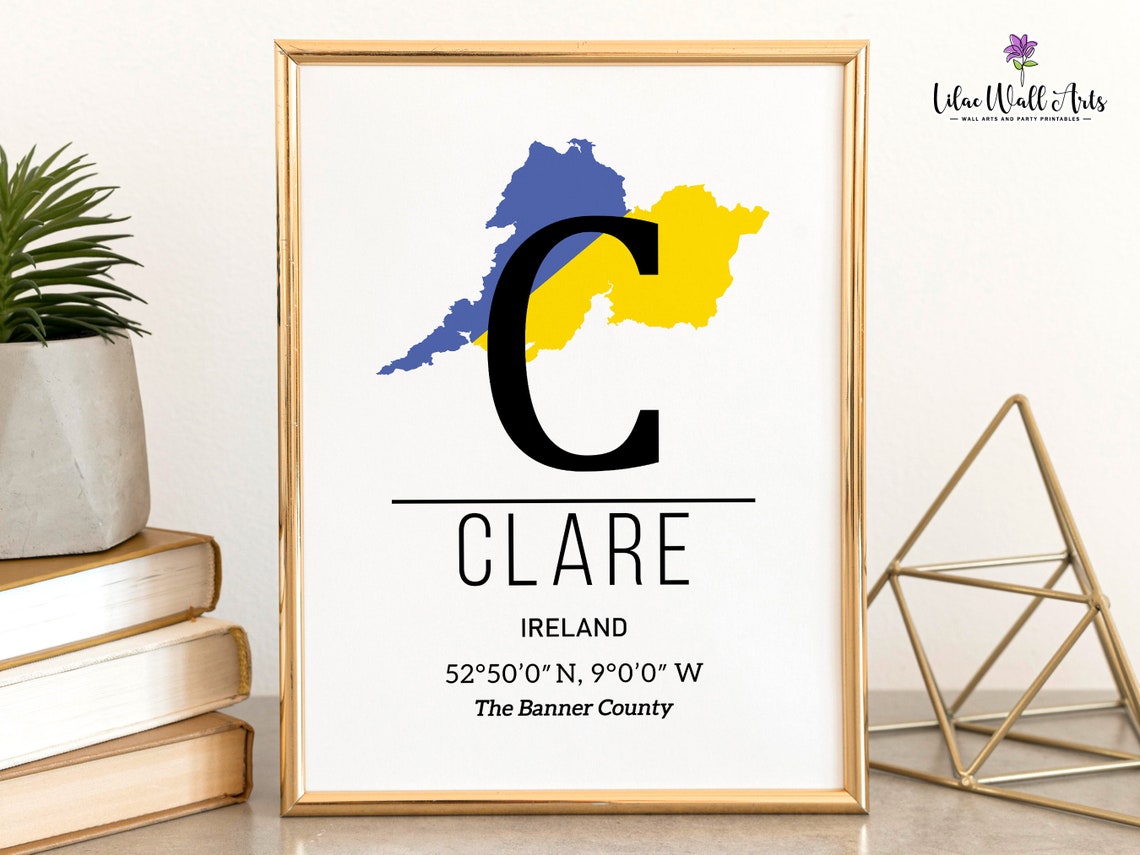 County Clare Ireland Print Ireland Art Irish Art Ireland Wall Art Map Of Ireland Map Cliffs Of Moher Counties Of Ireland Irish Counties - Image 5