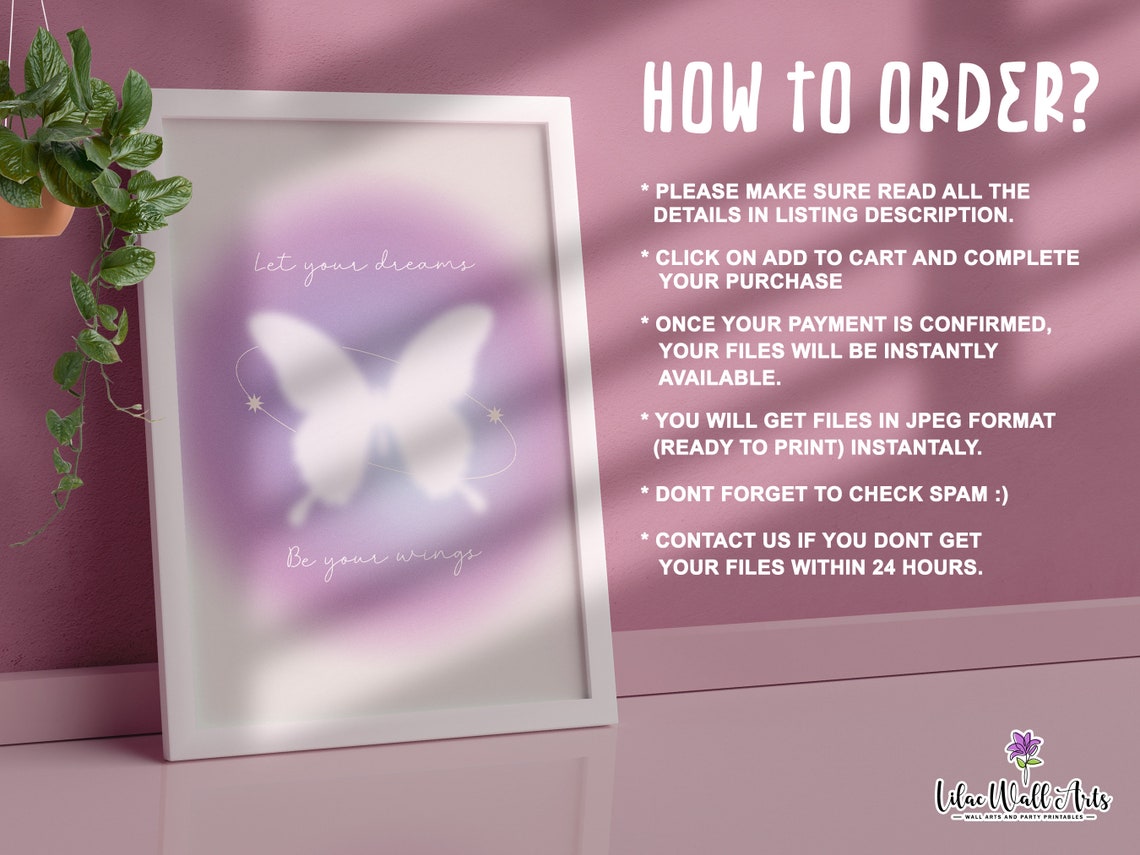 Let Your Dreams Be Your Wings Purple Aura Butterfly Quote Poster - Image 3