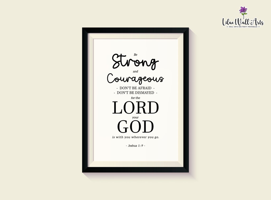 Joshua 19 Be Strong And Courageous Christian Wall Art Bible Wall Art Christian Gift Modern Scripture Wall Art Deuteronomy 31 6 - Image 2