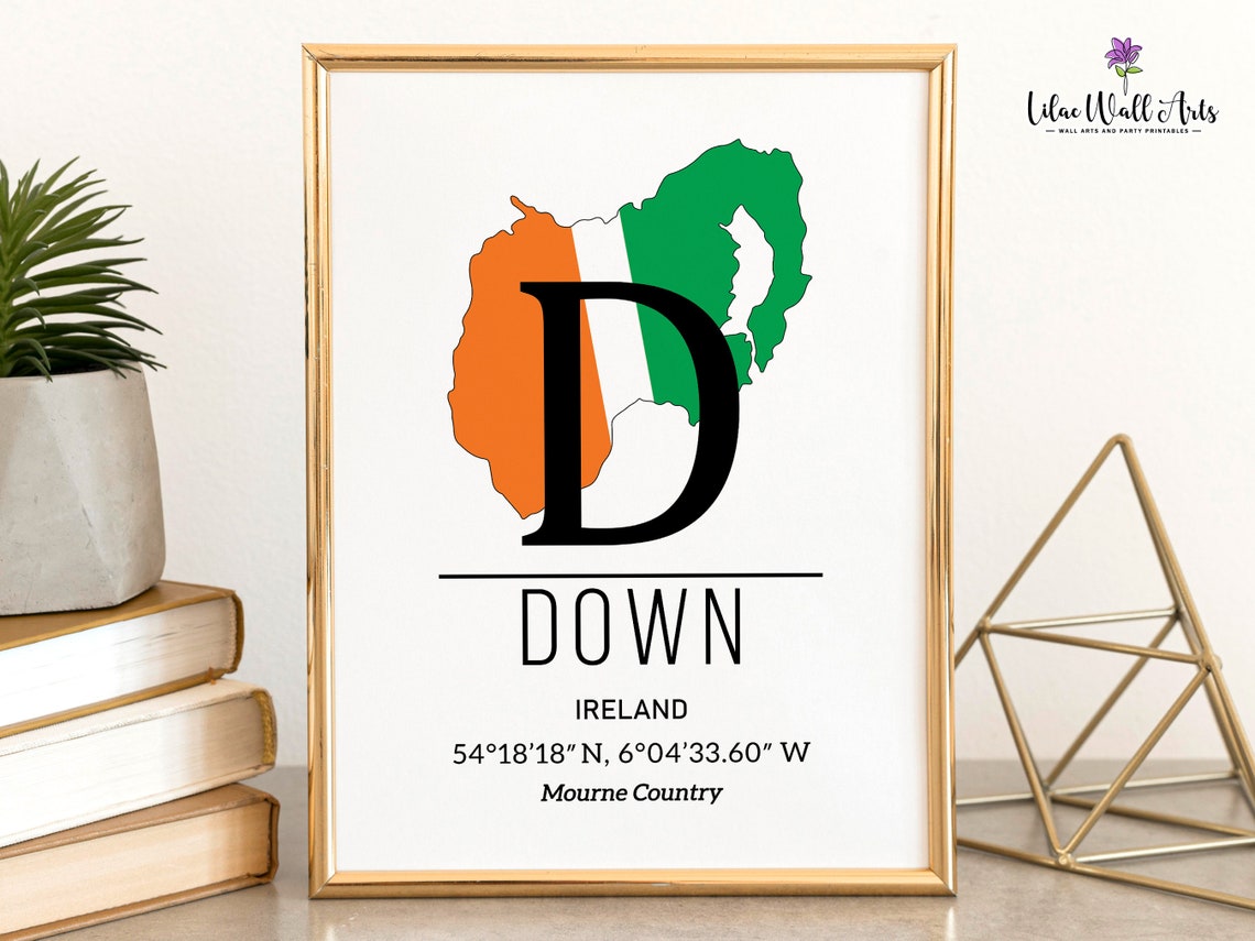 Irish County Down Ireland Print Counties Of Ireland Wall Art Ireland Gifts Ireland Art Ireland Map Print Irish Map Of Ireland Map - Image 5