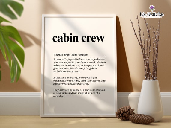 Cabin Crew Definition Art Print, Aviation Gift