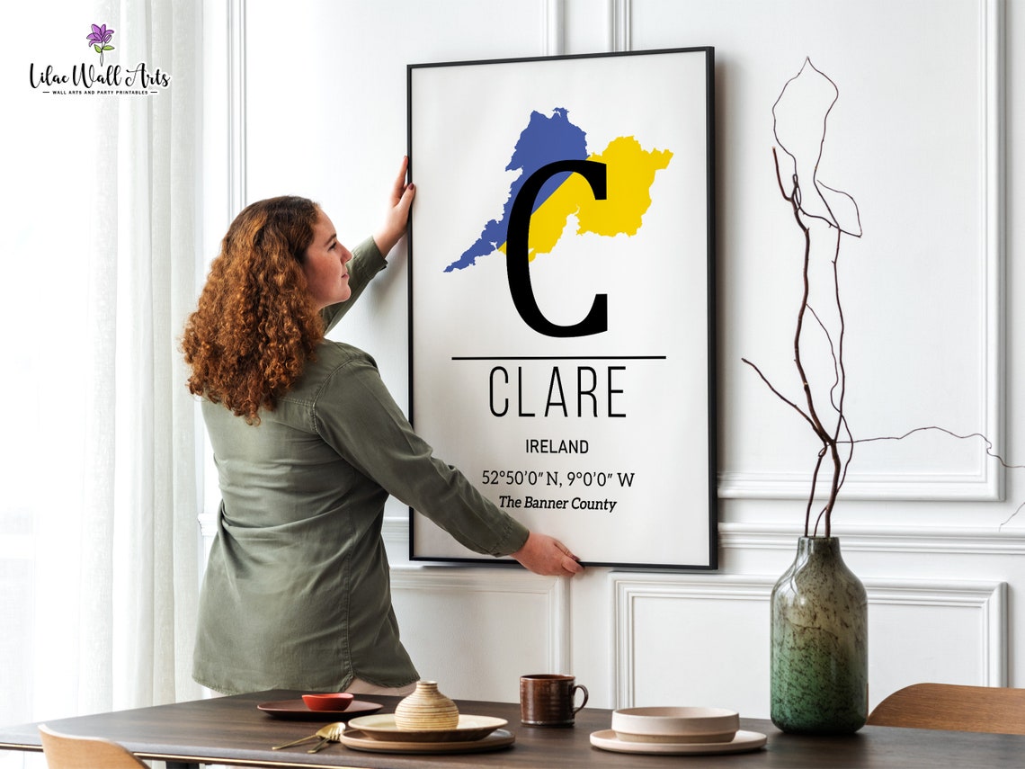 County Clare Ireland Print Ireland Art Irish Art Ireland Wall Art Map Of Ireland Map Cliffs Of Moher Counties Of Ireland Irish Counties - Image 2