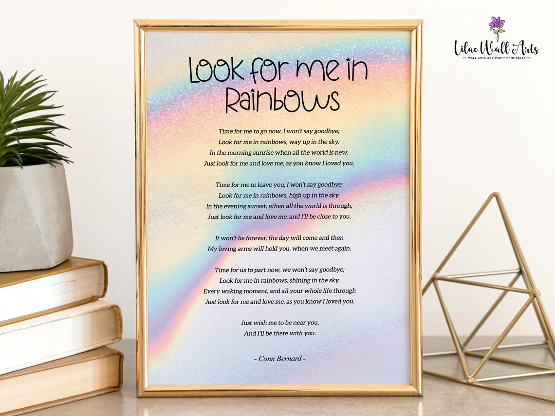 Look For Me In Rainbows Memorial Gift Poster - Image 4