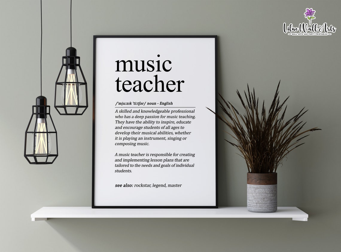 Music Teacher Definition Dictionary Style Appreciation Poster - Image 2