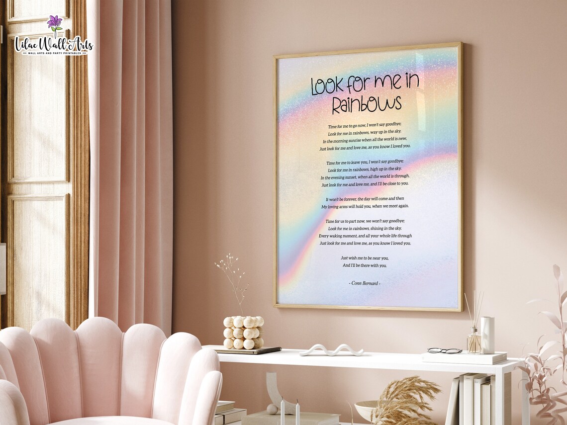 Look For Me In Rainbows Memorial Gift Poster - Image 3