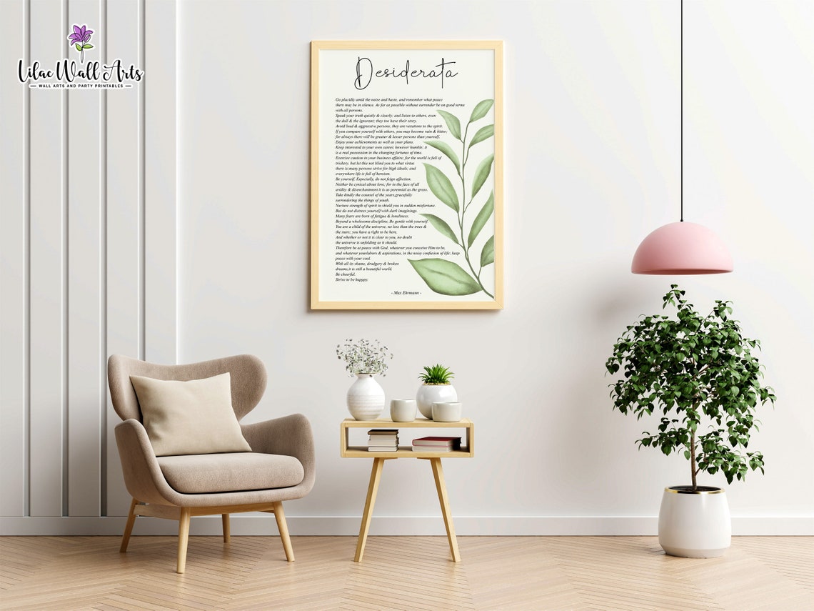 Max Ehrmann Desiderata Inspirational Sage Green Poem Art Poster - Image 5
