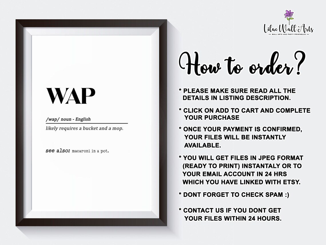 Wap Definition Dictionary Typography Funny Home Decor - Image 2