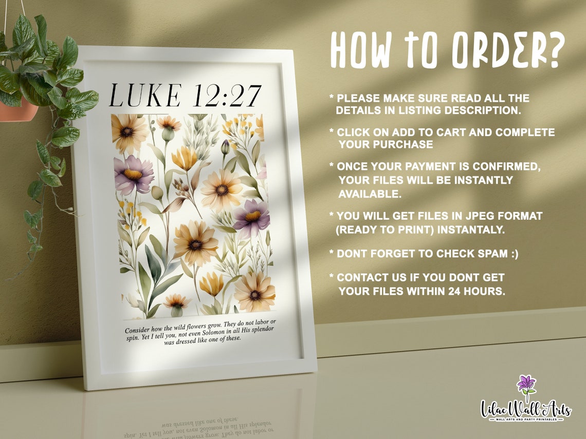 Boho Bible Verse Consider The Wildflower Botanical Scripture Christlich Daily Scripture Biblical Art Print Prophetic Art Print Bible Artwork - Image 3