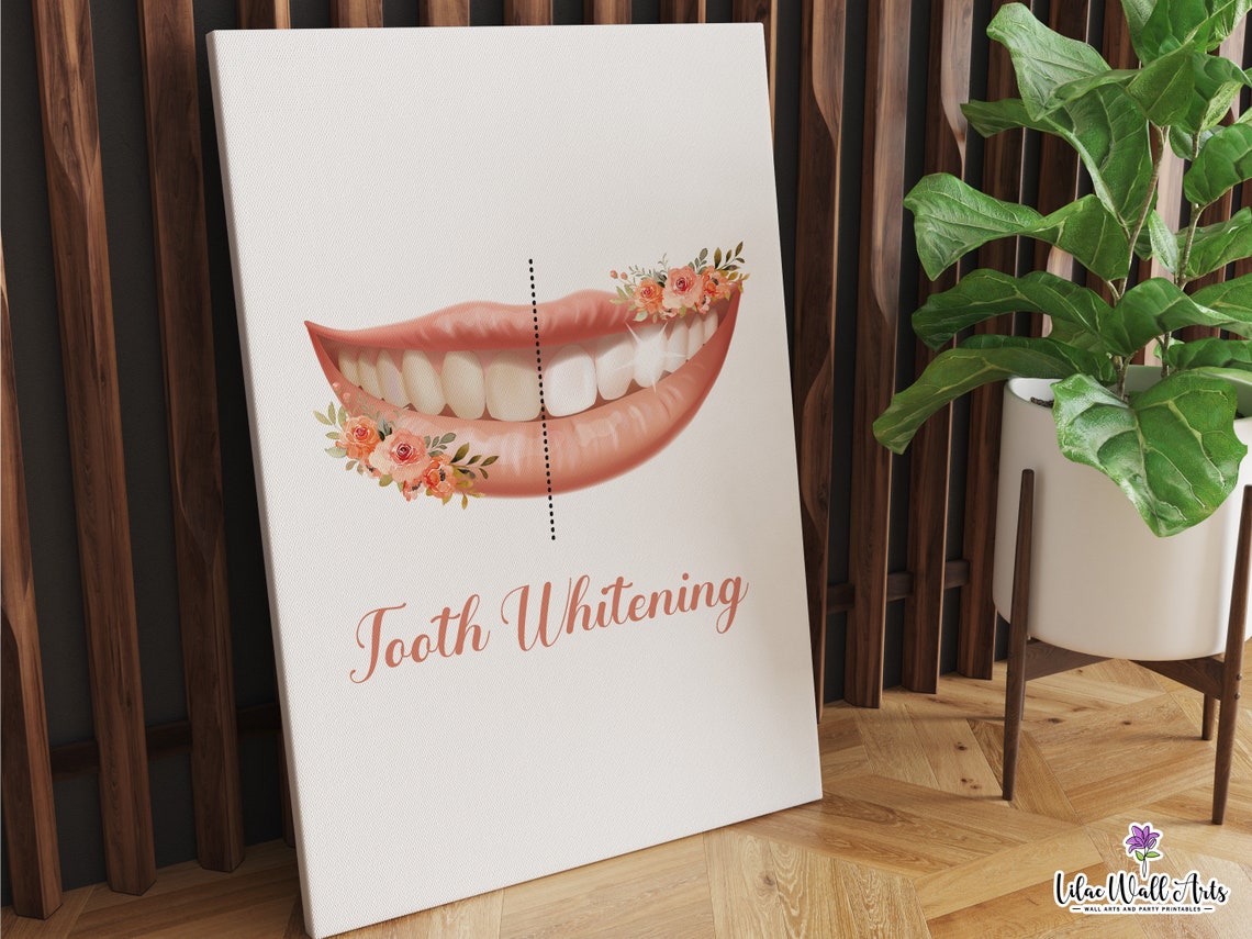 Tooth Whitening Smile Before After Floral Bright Dental Office Poster - Image 2