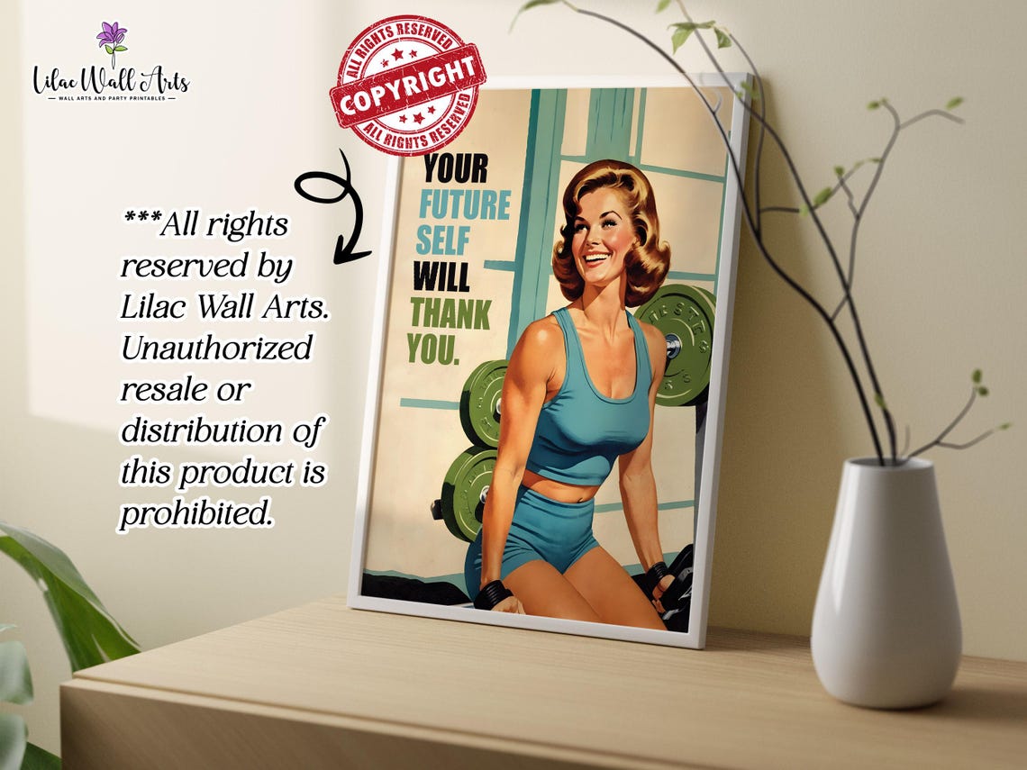 Your Future Self Will Thank You Retro Gym Motivation Decor Poster - Image 2