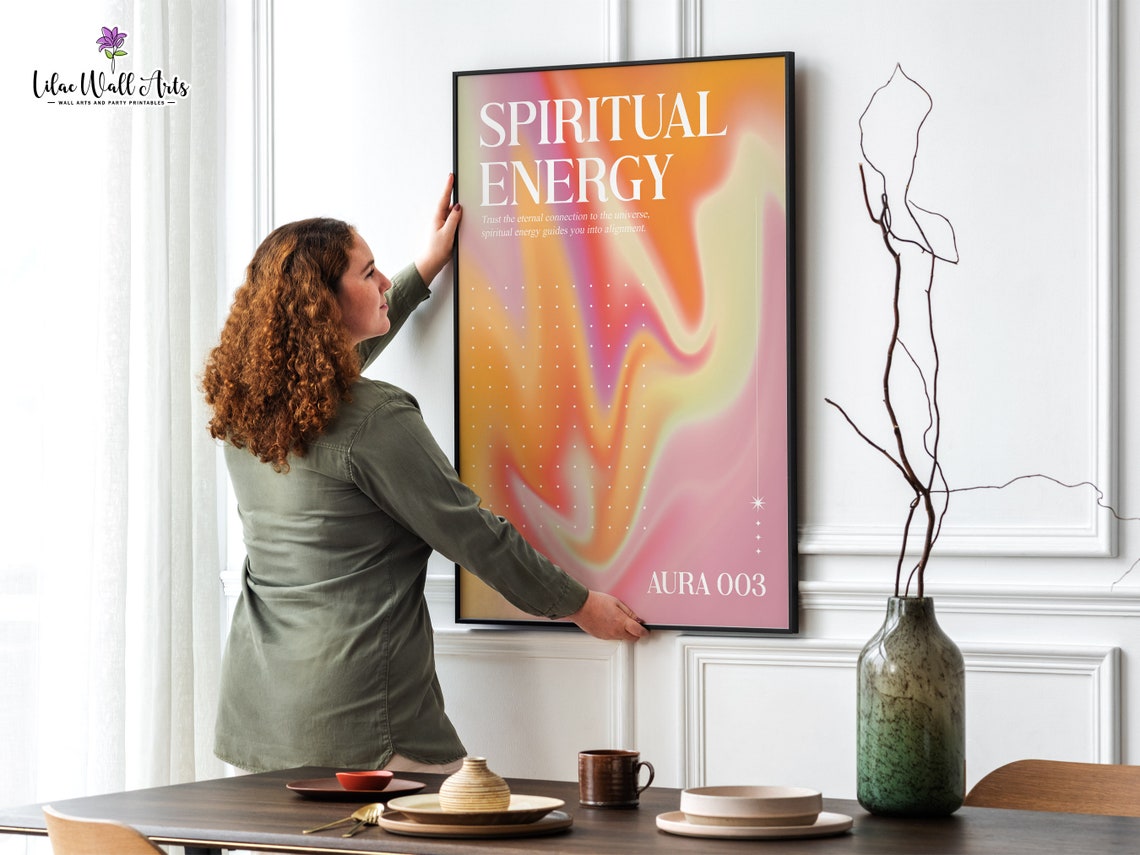 Spiritual Energy Orange Aura Alignment Universe Manifestation Poster - Image 2
