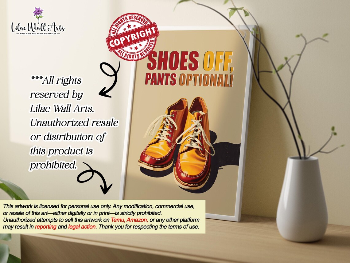 Shoes Off Pants Optional Funny Retro Entryway Mudroom Door Poster - Image 2