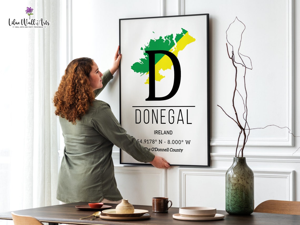 County Donegal Map The ODonnell County Green Yellow Monogram Poster - Image 2