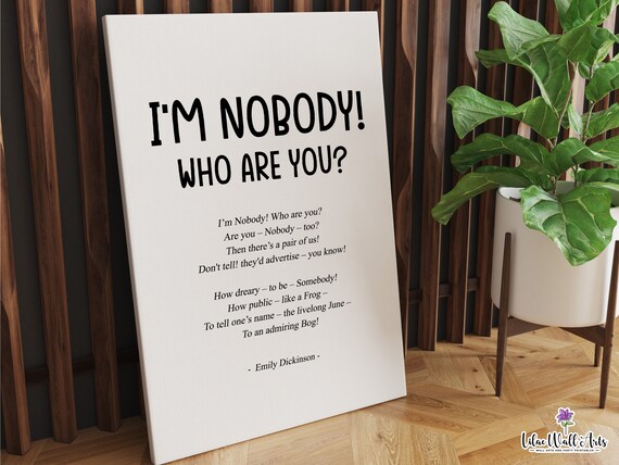 Im Nobody Who Are You Emily Dickinson Playful Poem Canvas Art Poster