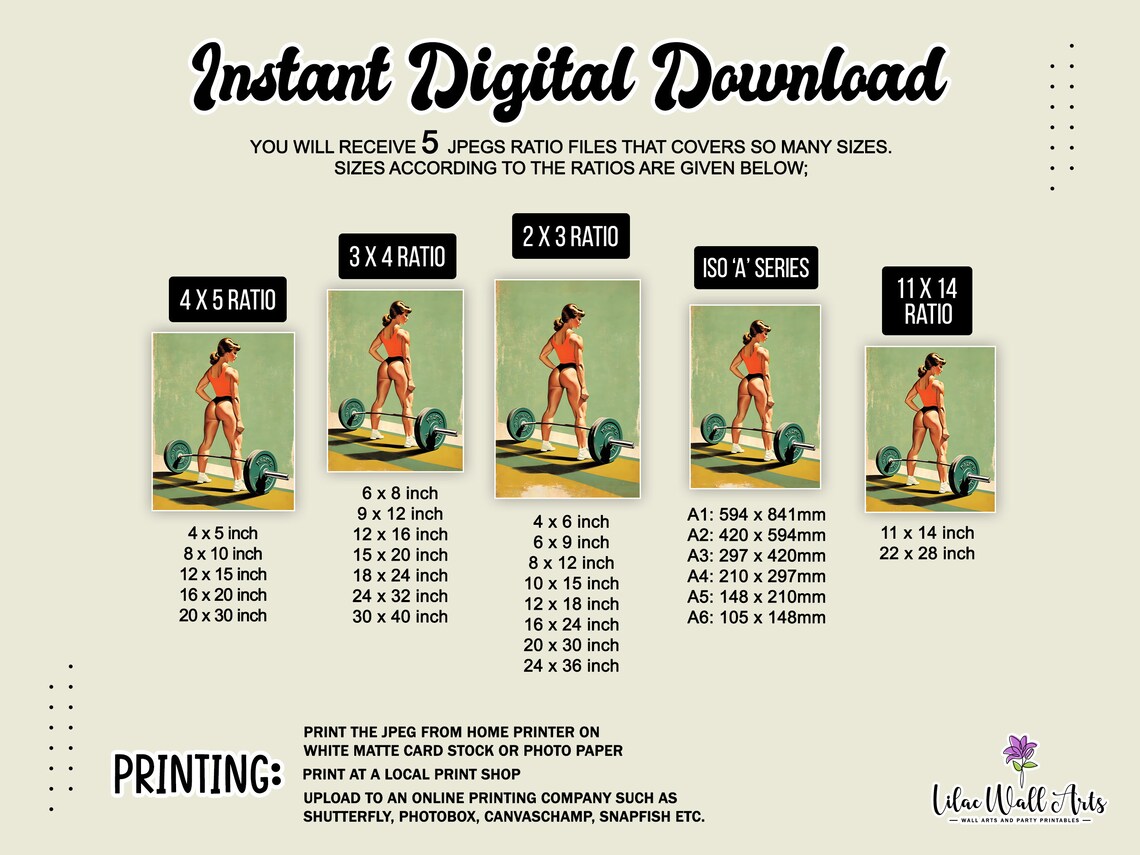 Retro Gym Poster, Home Gym Wall Art Print - Image 2