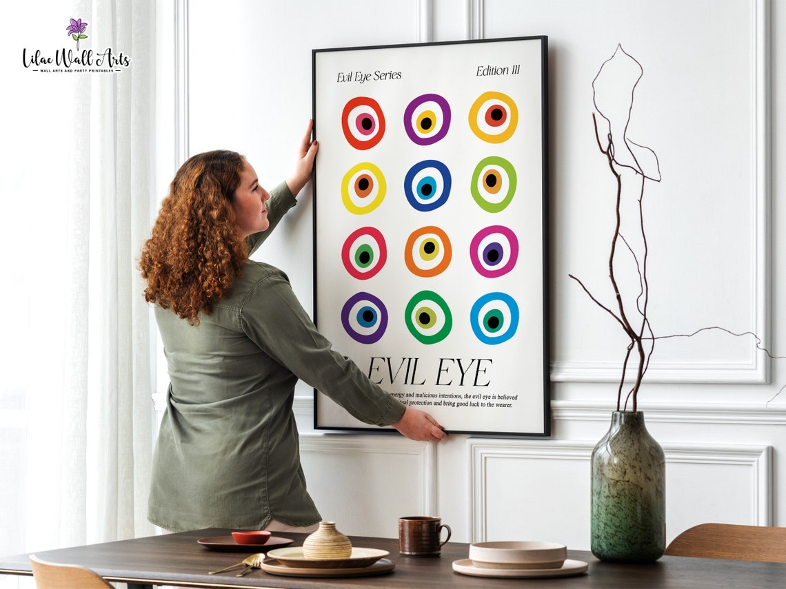 Evil Eye Twelve Colorful Nazar Amulets Grid Maximalist Art Poster - Image 3