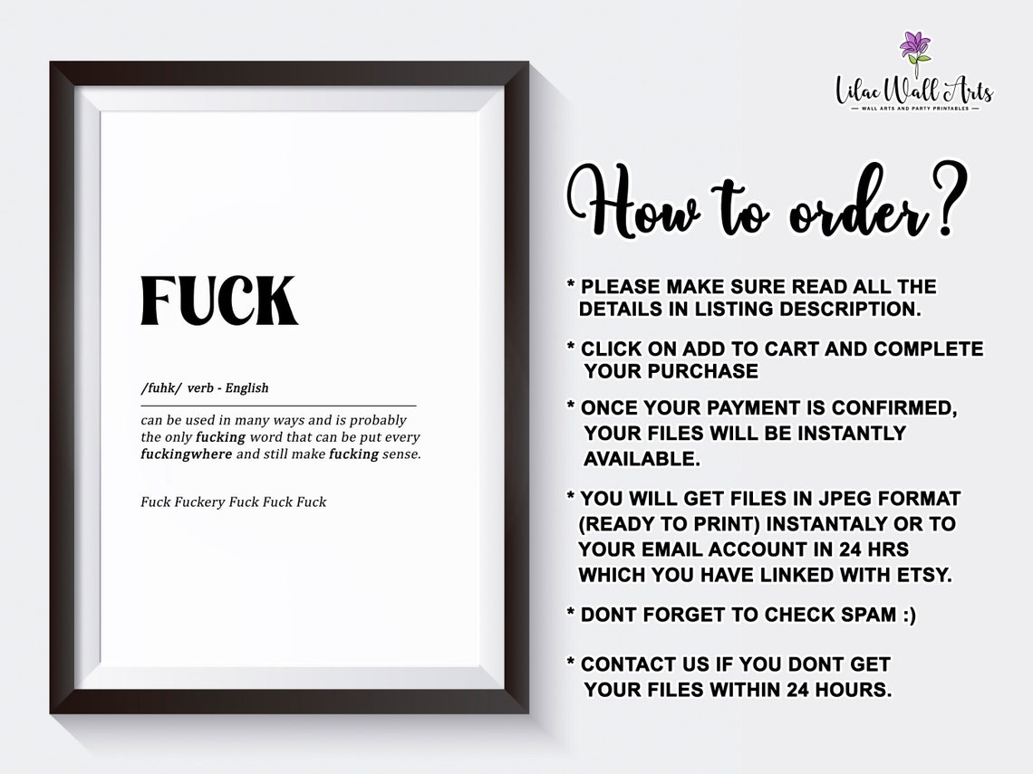 F Word Funny Dictionary Definition Print for Home Office Decor - Image 2
