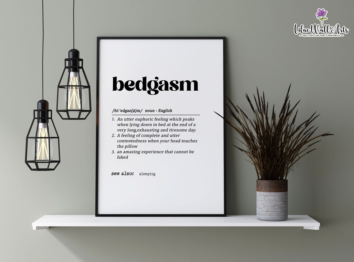 Bedgasm Definition Print, Bedroom Wall Art