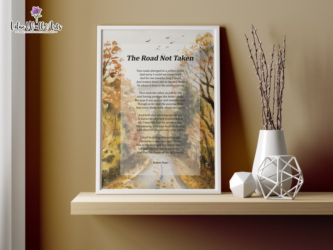 The Road Not Taken Robert Frost Poetry Art Print - Image 4