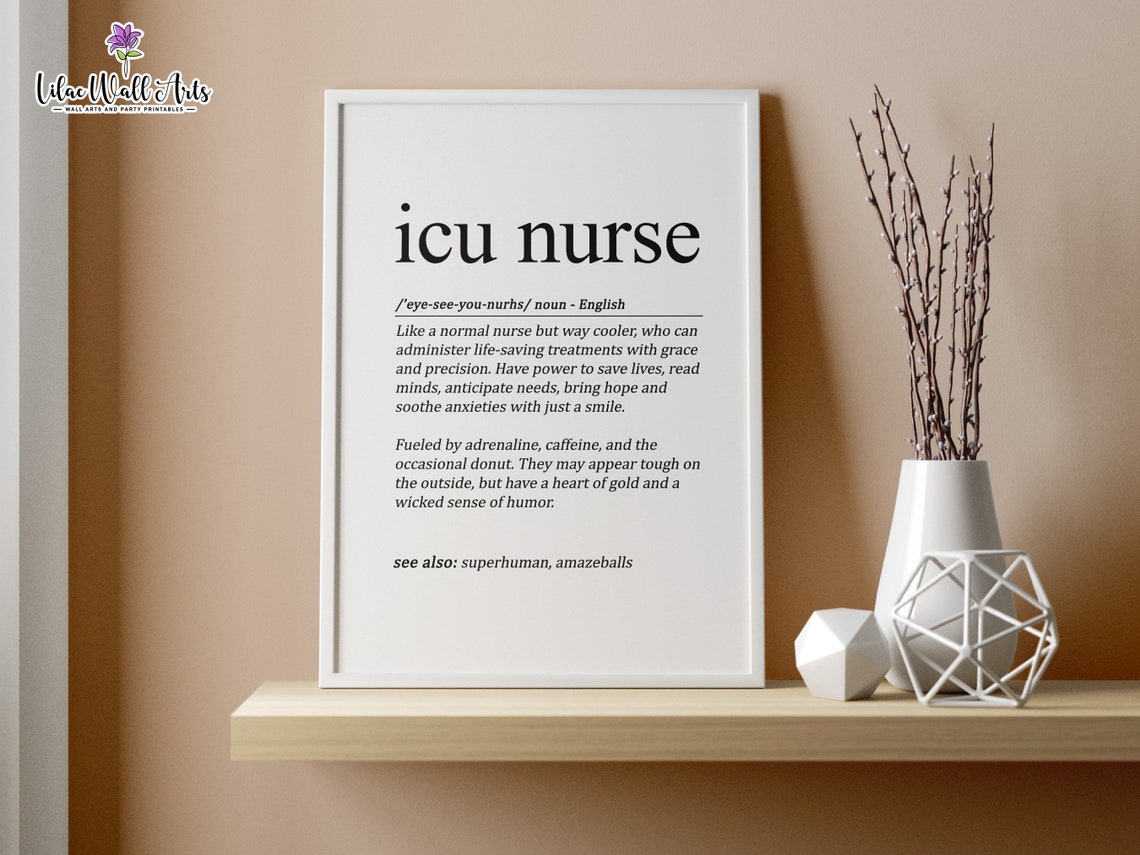 ICU Nurse Definition Funny Critical Care Superhero Gift Wall Print - Image 5