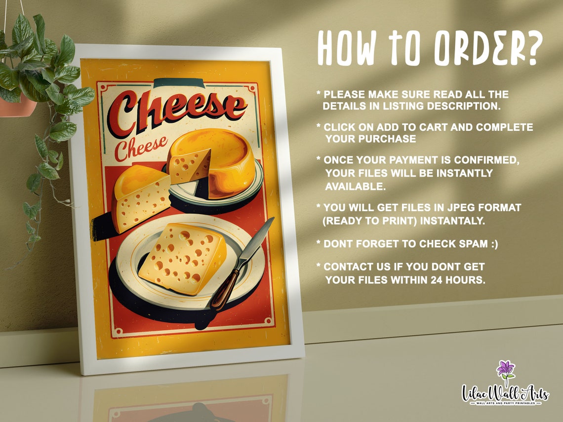 Cheese Cheese Retro Advertisement Poster Vintage Kitchen Food Decor - Image 5