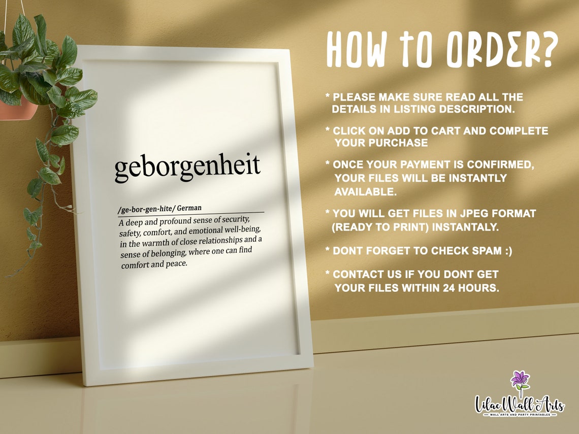 Geborgenheit German Definition Security Belonging Comfort Art Poster - Image 3