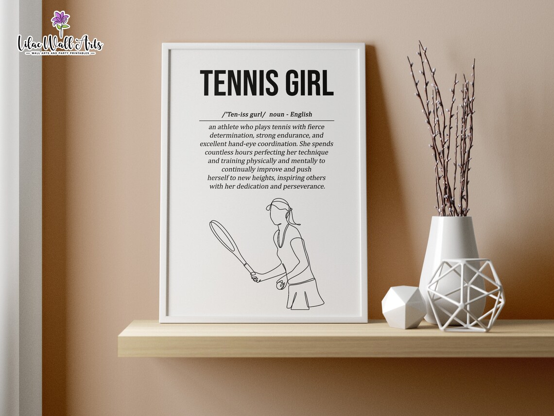 Tennis Girl Definition Line Art Player Gift Dictionary Style Poster - Image 5