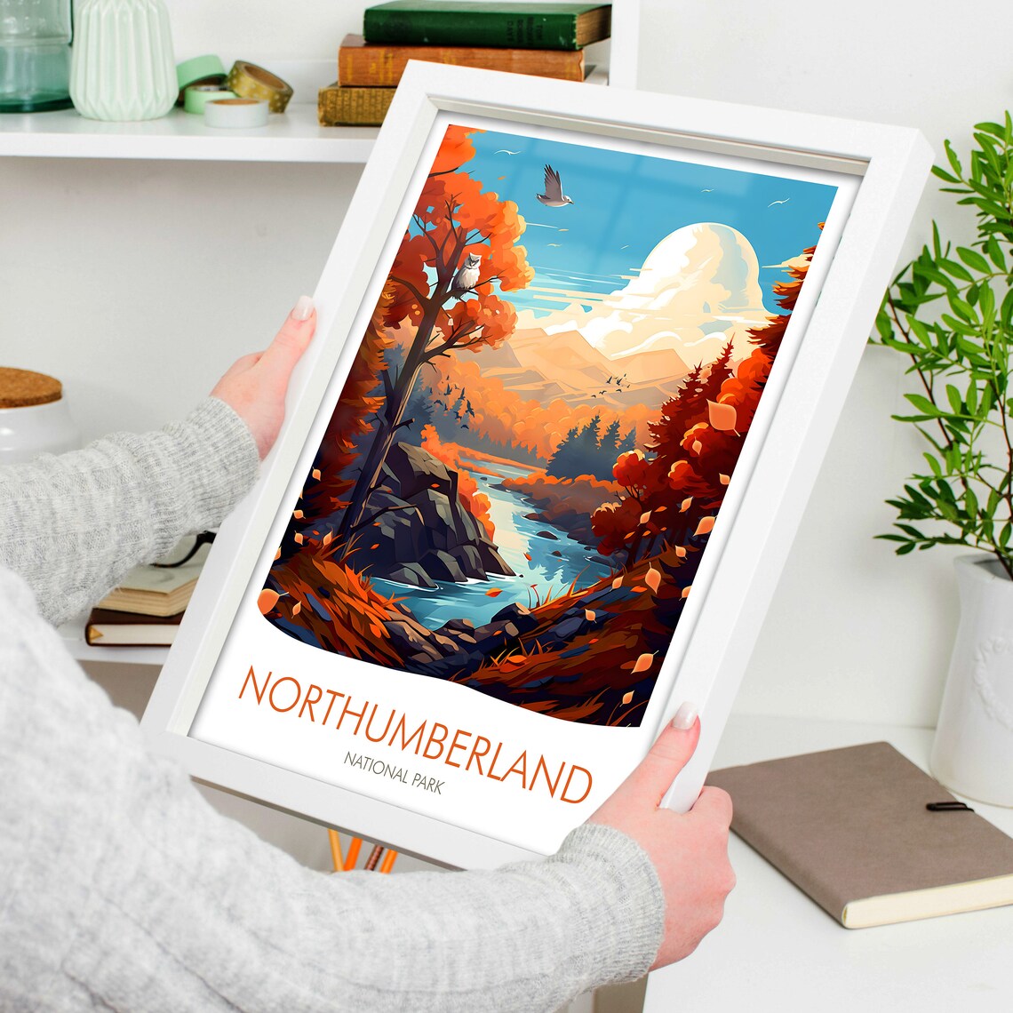 Northumberland National Park Autumn River Valley Scene Poster - Image 4