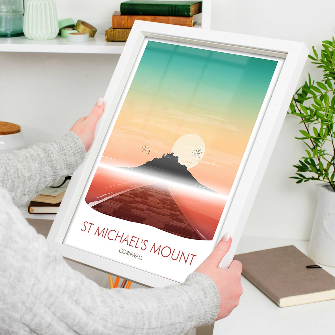 St Michaels Mount Cornwall Tidal Island Castle Sunrise Sea Poster - Image 3