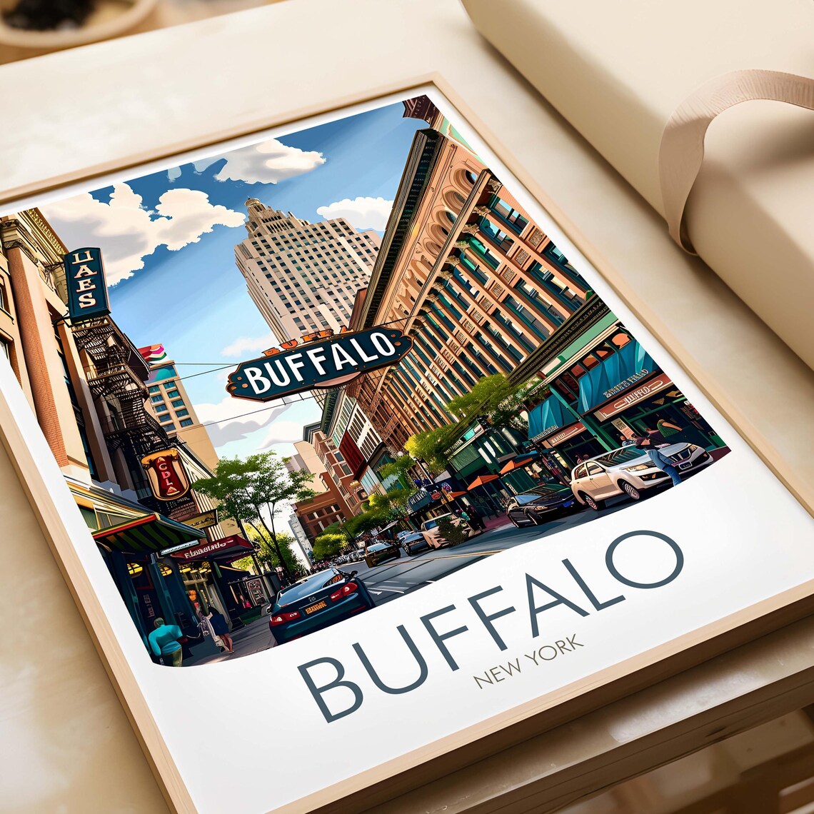Buffalo New York Downtown Street Theatre District Cityscape Poster - Image 4
