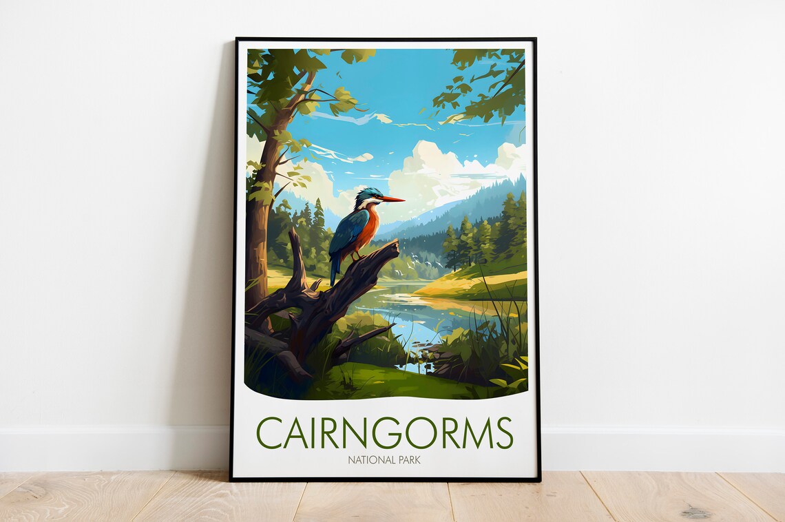 Cairngorms National Park Kingfisher River Wildlife Nature Scenic Poster - Image 2