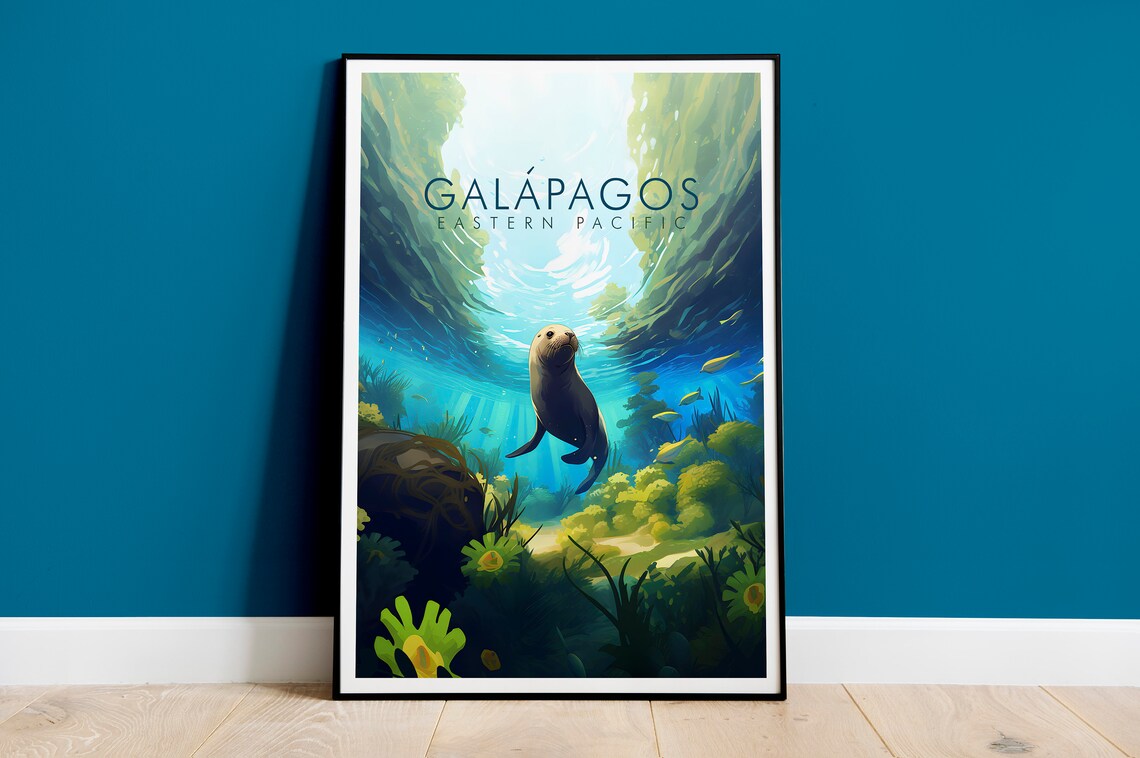 Galapagos Islands Travel Poster, Ocean Escape