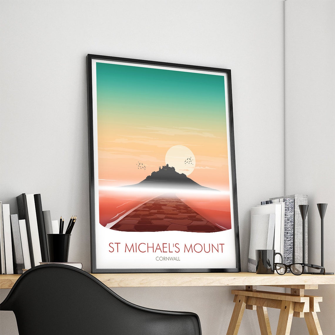 St Michaels Mount Cornwall Tidal Island Castle Sunrise Sea Poster - Image 4