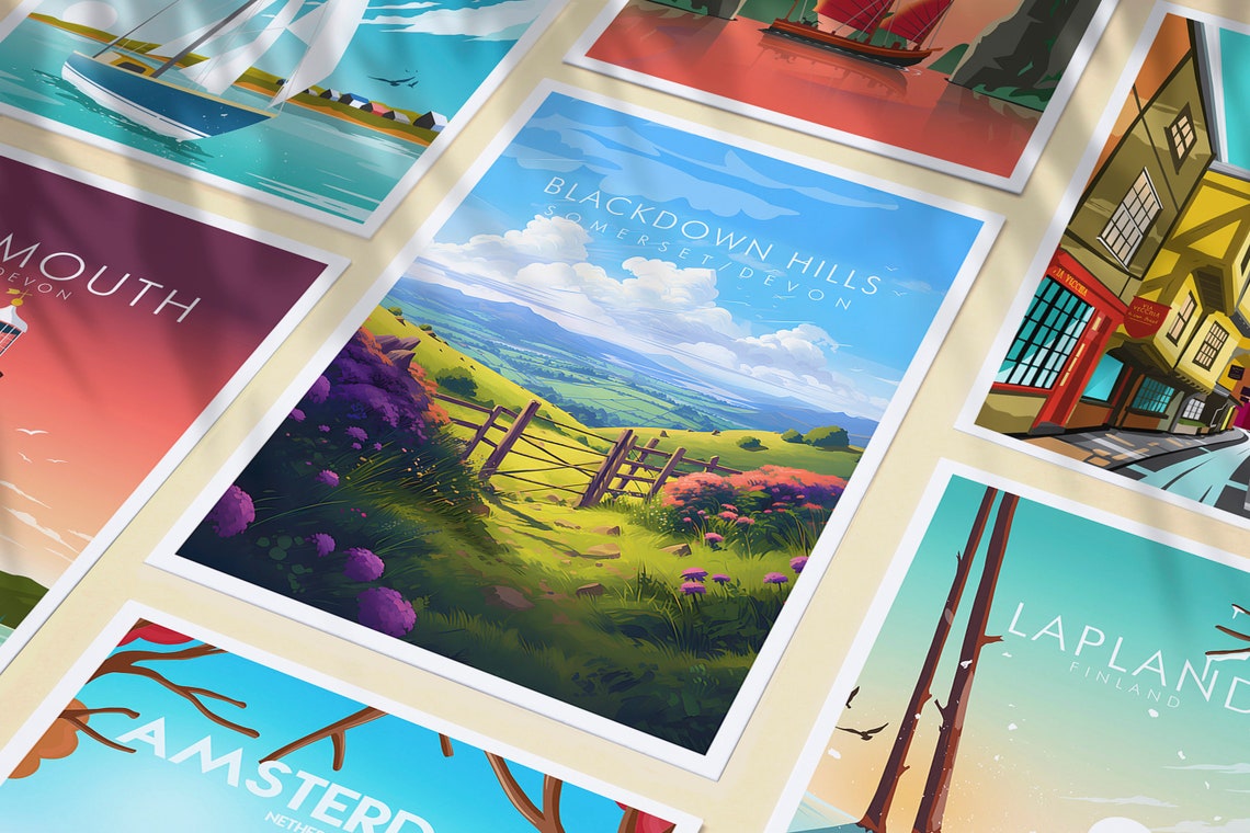 Blackdown Hills Somerset Devon Green Valley Gate View Poster - Image 3