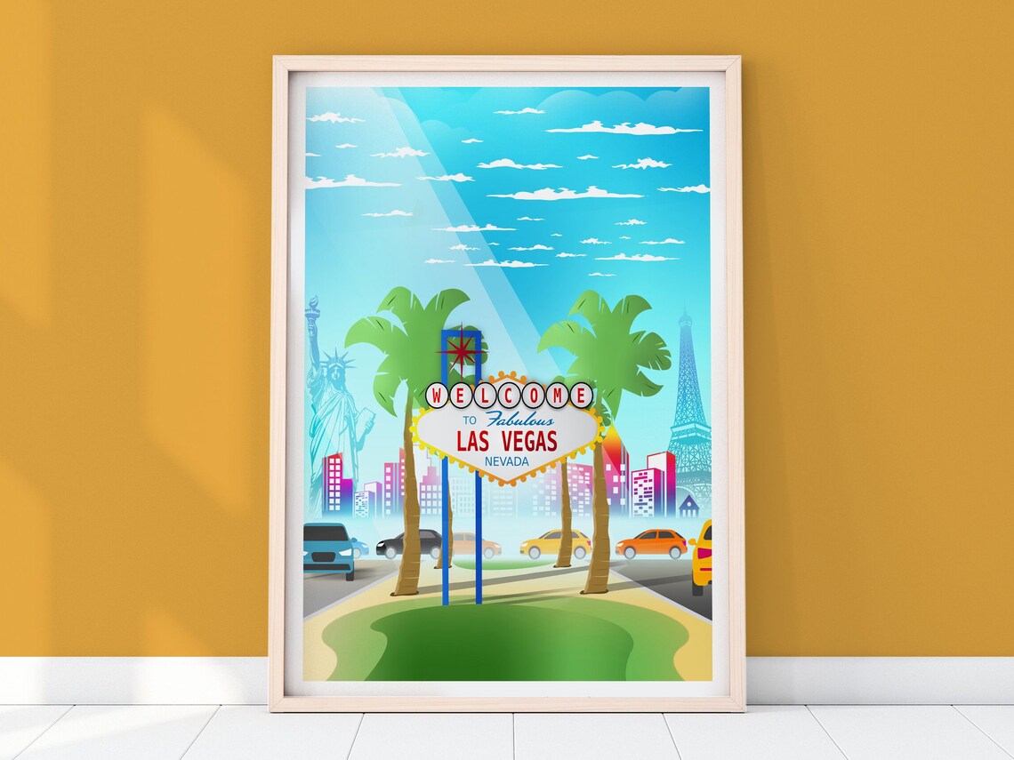 Las Vegas Nevada Welcome Sign Strip City Skyline Daytime Poster - Image 4