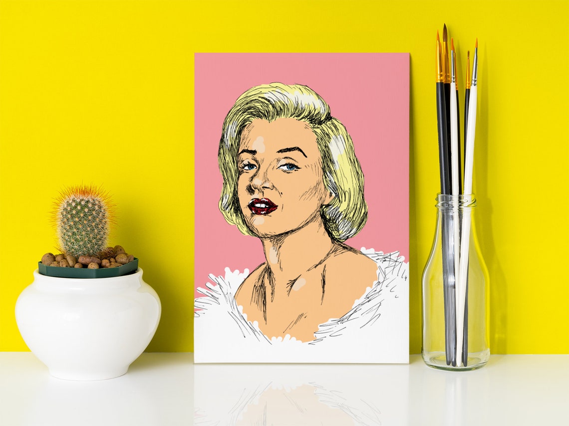 Marilyn Monroe Pop Art Pink Portrait Retro Hollywood Icon Poster