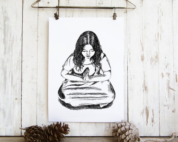 Yoga Art Spiritual Art Black And White Sketch Spiritual Wall Art Yoga Studio Decor Zen Decor