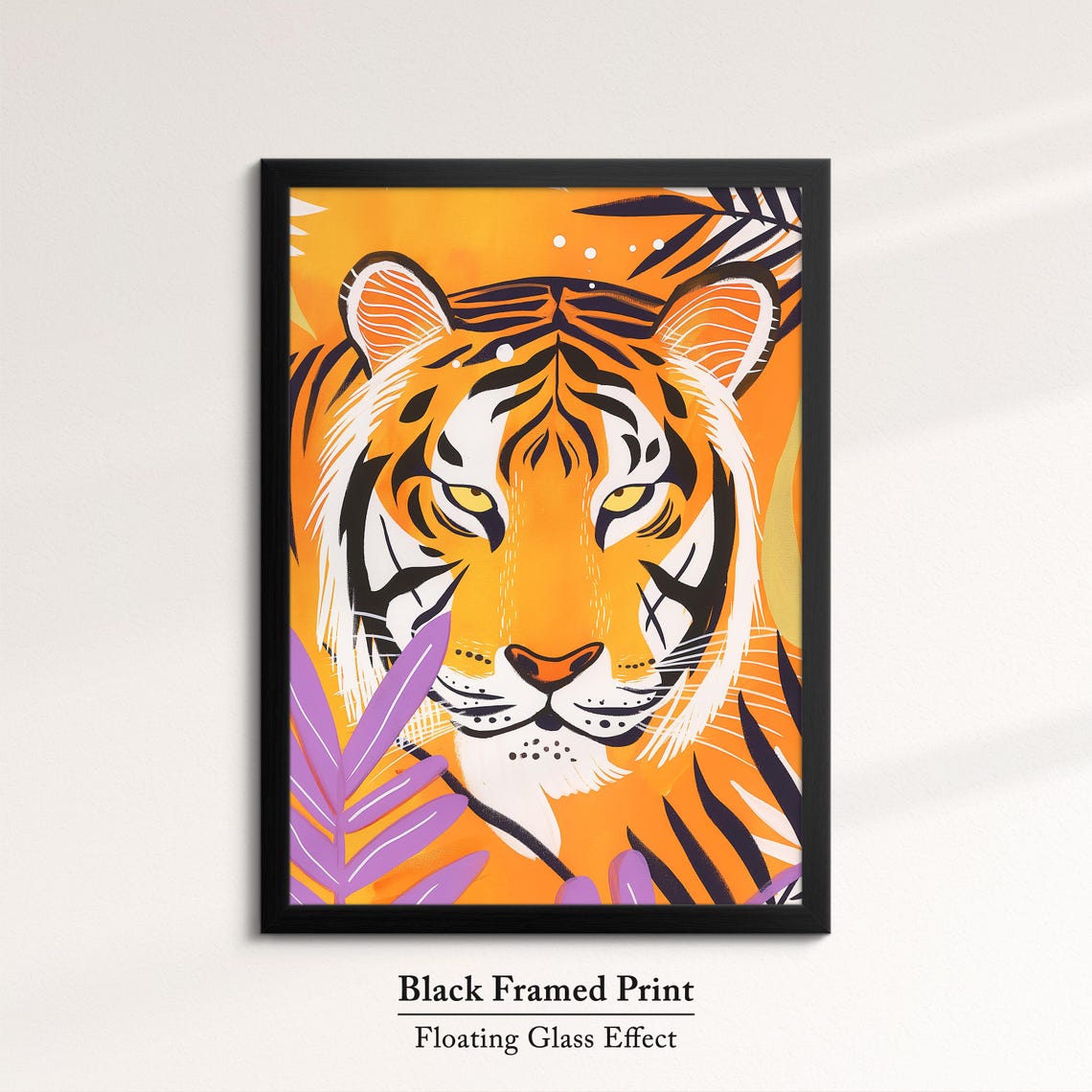 Bold Tiger Art Jungle Safari Wall Decor Vibrant Animal Print Modern Wildlife Home Decoration Orange And Purple Tropical Art - Image 8