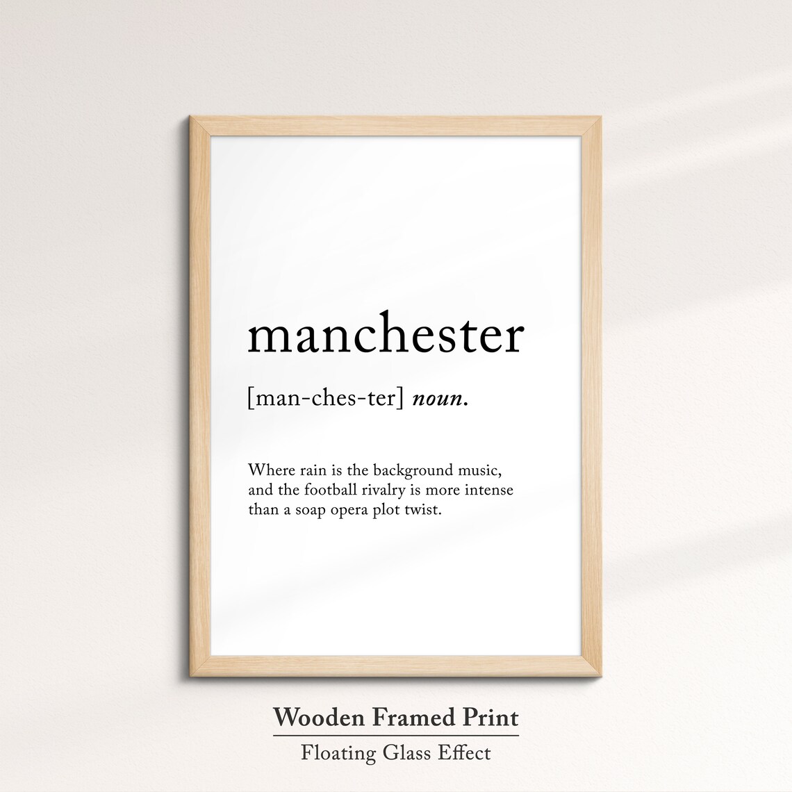 Manchester England Uk Definition Dictionary Funny Quote Minimalist Framed Print Framed Wall Art Poster Home Decor Interior Gifts - Image 6