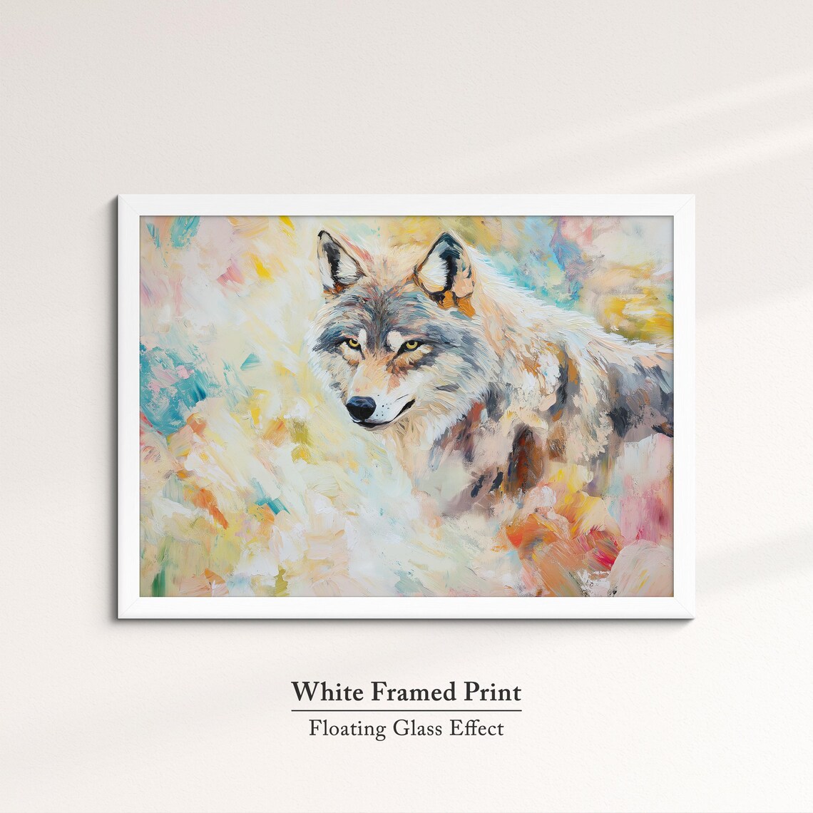 Wolf Abstract Oil Painting Golden Eyes Colorful Wildlife Portrait Poster - Image 7
