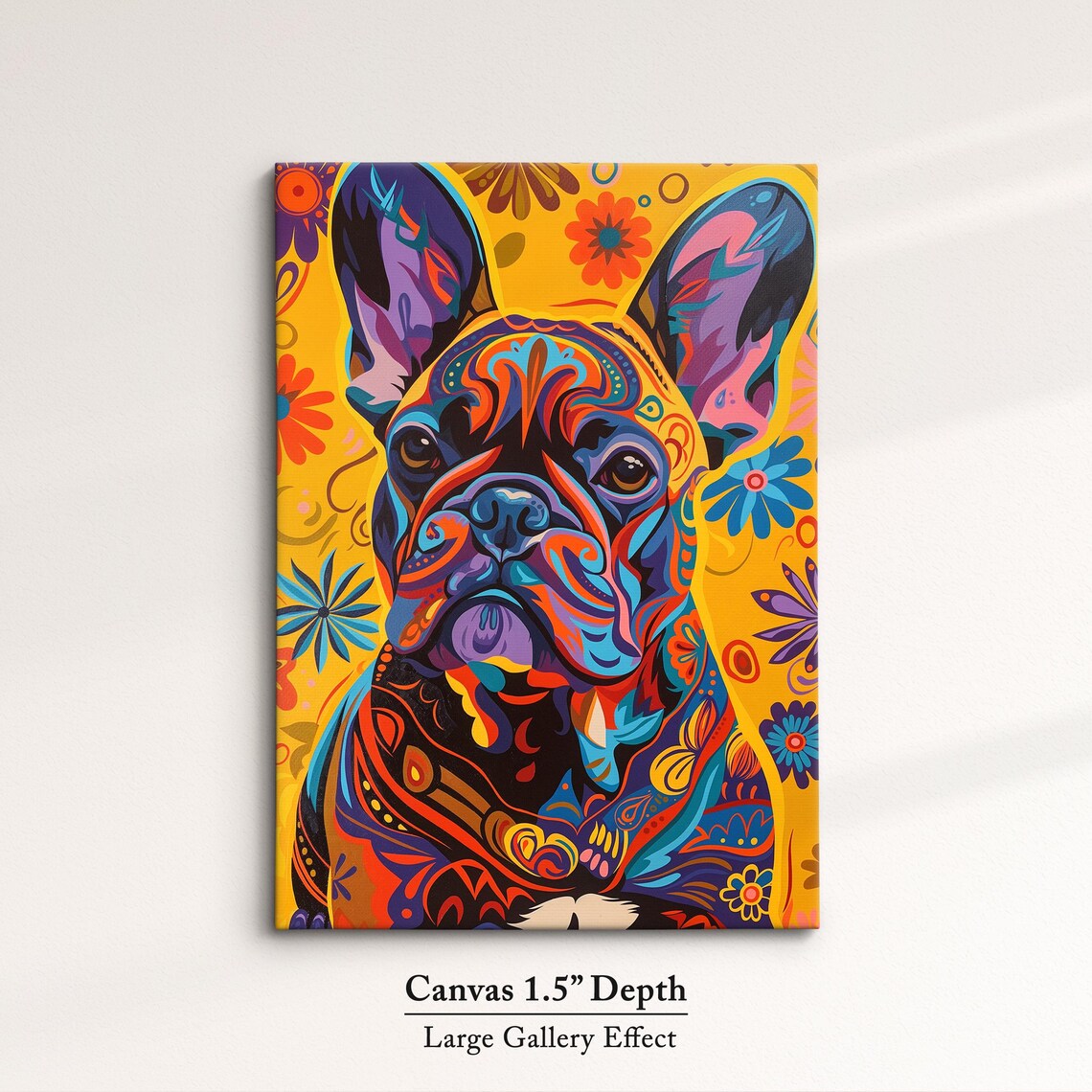 French Bulldog Colorful Psychedelic Floral Pop Art Dog Portrait Poster - Image 3