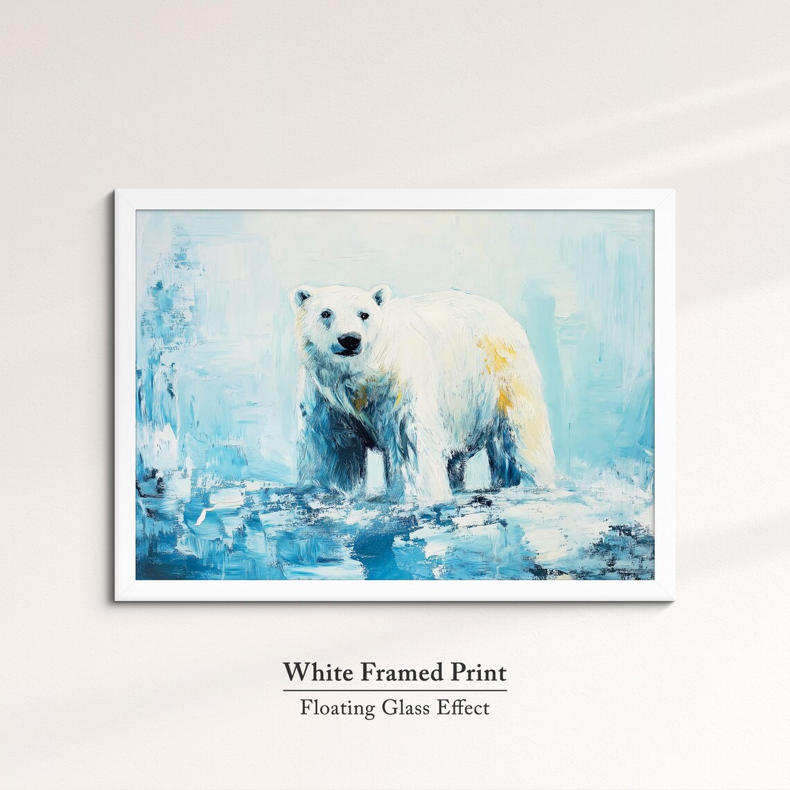 Polar Bear Standing Blue Ice Abstract Oil Painting Wildlife Wall Art Poster - Image 7