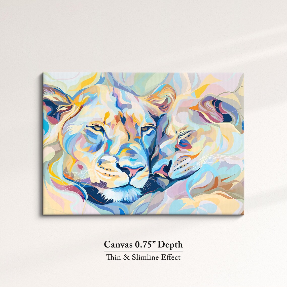 Pastel Lions Abstract Oil Painting Colorful Big Cats Face Animal Wall Art Poster - Image 4