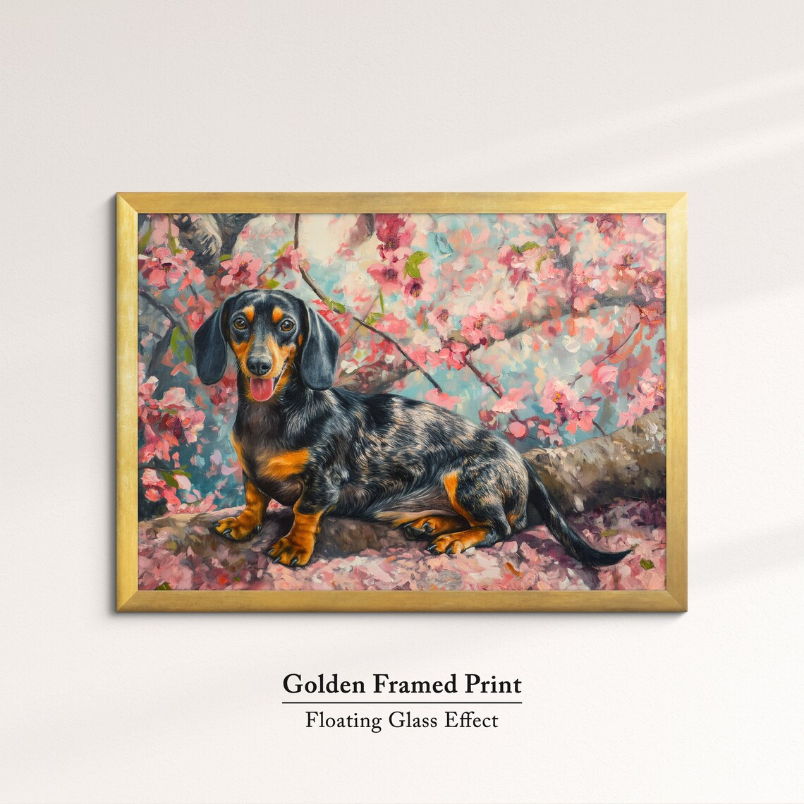 Dachshund Lying Among Cherry Blossom Petals Happy Spring Dog Poster - Image 5