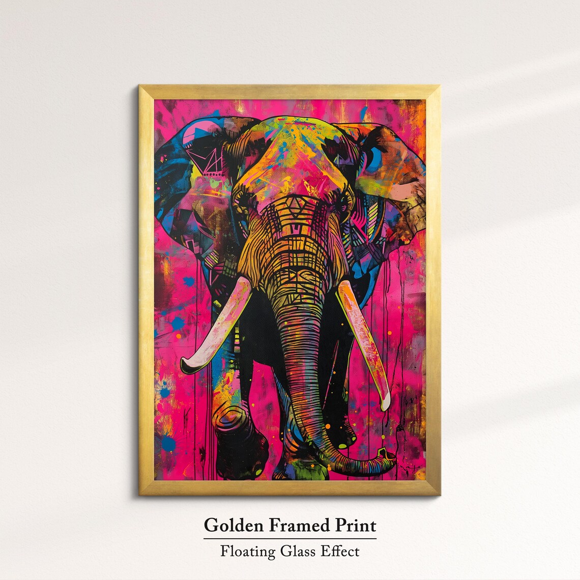 Colorful Elephant Pop Art Hot Pink Graffiti Street Style Wall Poster - Image 5