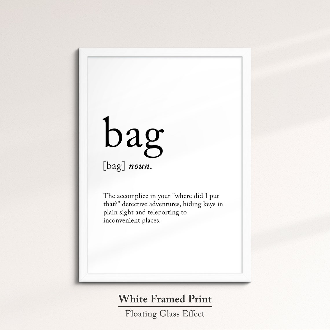 Bag Dictionary Definition Funny Handbag Quote Minimalist Wall Poster - Image 7